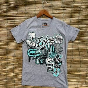 Ecko Unltd Graphic Tee Tshirt Gray‎ Streetwear Logo Size Small Grafiti